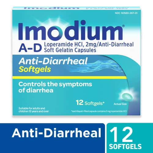 Immodium Gel Caps Anti Diarrhea Multi Symptom Relief Softgels 12Ct (1) Set With Fusion Shop Store Travel Case (1) Plus Fusion Shop Store Exclusive Diarrhea Natural Guide (1) #TOP7