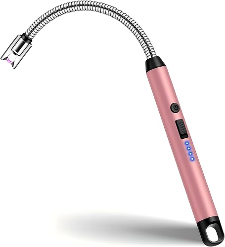 Electric Candle Lighter Rechargeable USB with Long Reach Flexible Neck, Electronic BBQ Lighter Windproof and Flameless for Scented Candles, Camping, Campfire and Fireworks
