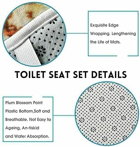 Miniatura 4 de Fhavent Juego de 4 cortinas de ducha navideñas con alfombras antideslizantes, cubierta para tapa de inodoro y tapete de baño, cortina de ducha de