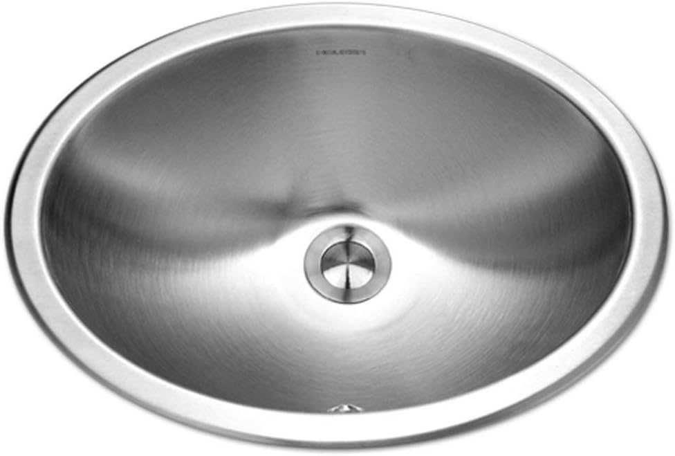 Houzer Opus Stainless Steel Bathroom Sink: 18 Inch Drop-In Topmount Oval Bowl with Overflow Drain Assembly, Durable & Versatile, Essential for Home & Apartment: CHTO-1800-1