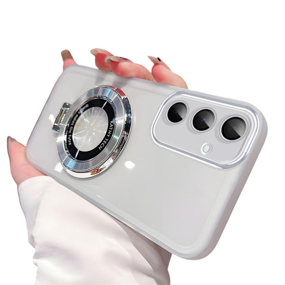 Étui silicone Samsung S24 avec support magnétique transparent blanc