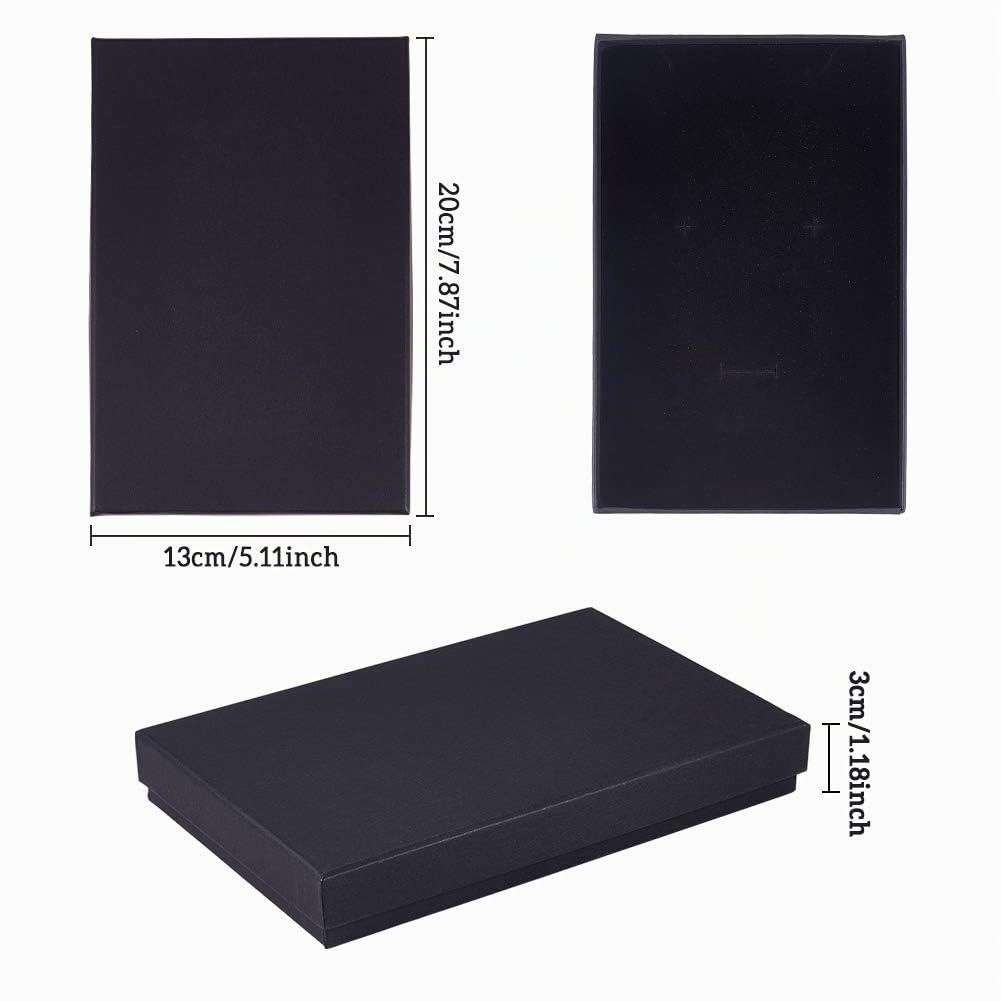 BENECREAT 6 Pack Confezione Regalo per Collana Nera 20x13x3cm Scatole per Gioielli in Cartone Rettangolari Scatola di Carta Kraft con Spugna per Collana, Orecchino
