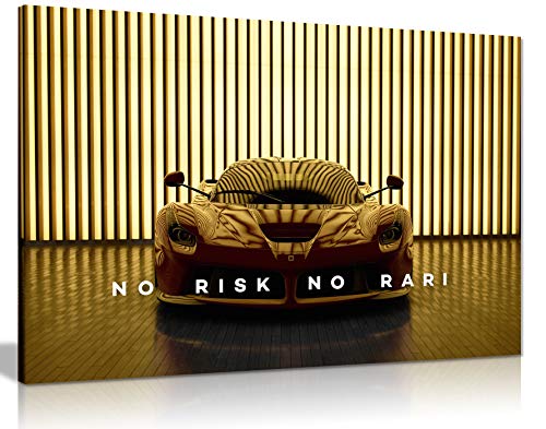 Panther PrintCanvas Wall Art, Beautiful Living Room Framed Art, Picture Prints for Walls, Inspirational and Motivational Design, No Risk, No Rari, Yellow, Print for Special Occasions (18 x 12 Inch)