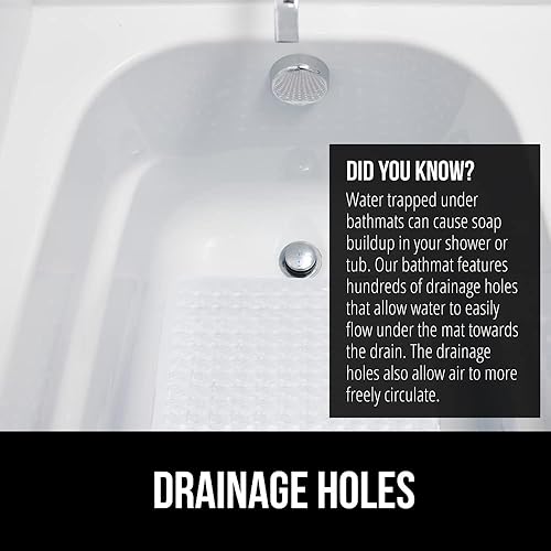 Miniatura 4 de Gorilla Grip - Alfombra de baño, ducha y bañera patentada, lavable a máquina, anti-bacteriana, sin BPA, látex, sin ftalatos, cuadrada, con agujeros