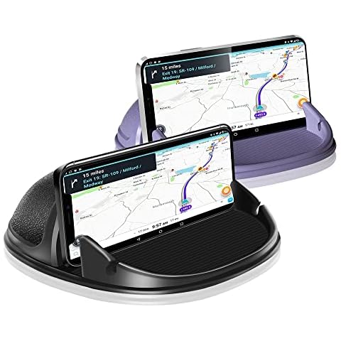 Loncaster Car Phone Holder, Black & Purple Car Phone Mount Silicone Car Pad Mat for Various Dashboards, Slip Free Phone Stand Compatible with iPhone, Samsung, Android, GPS Devices and More Cover