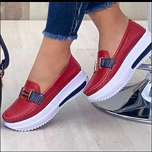 Mocassins de plataforma confortáveis para mulheres, sapatos de caminhada femininos, tênis sem cadarç