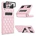 Produktbild Doeshine Samsung Z Flip 3 Hülle, Galaxy Z Flip 3 Folable Handyhülle mit Ständer & Kameraschutz, [Scharnierschutz] 360 Grad Schutz Premium Leder Schutzhülle für Samsung Galaxy Z Flip 3 5G (Rosa)