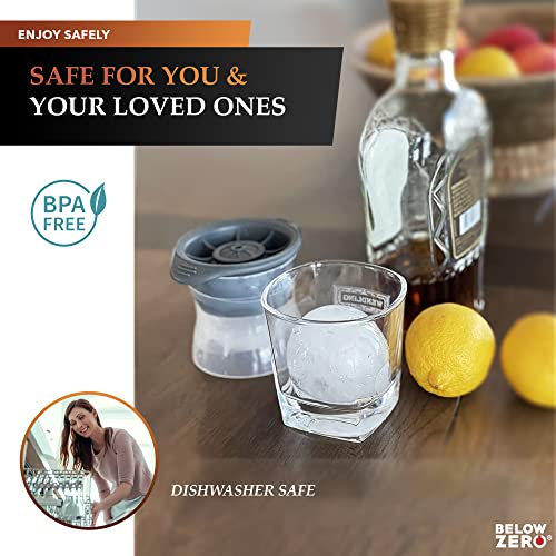 Whiskey Ice Cubes Sphere And Diamond Shape Ice Molds By Below Zero - 2 Pack - Easy Release Silicone Freezer Ice Ball Maker For Bourbon, Old Fashioned #TOP3