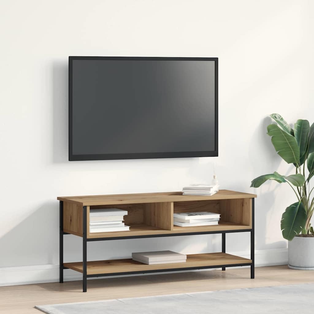 Meuble TV chêne Artisan moderne suspendu pour optimiser le rangement du salon