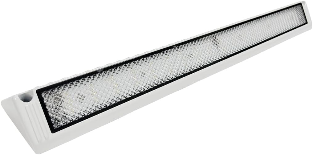 RV LED Porch Exterior Utility Lights, 22.4 inch Down Angle Flood Beam Awning Light, 3000K Warm-White 12V/24V DC 5400 Lumen, White Finish Aluminum Housing, for RVs Trailers Campers, 1 Pack