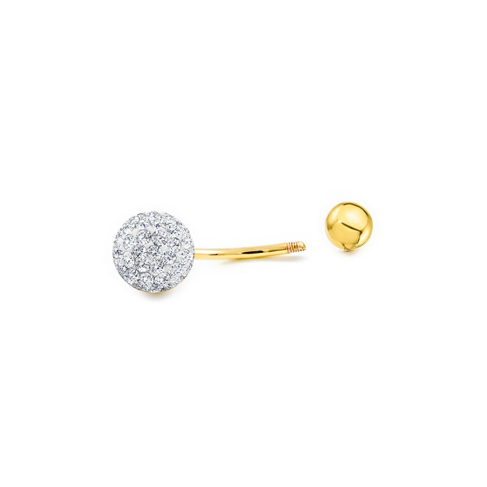 Monde Petit Piercing für Nabel mit Zirkon - Gelbgold 18 Karat (750) - Geschenkbox - Garantiezertifikat