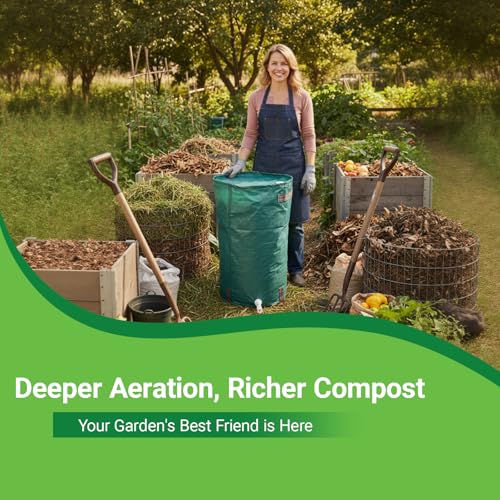 ZZOFSWORM 4-Tier Compost Aerator - 16 PVC Pipes for Natural Airflow, Reduce Turning for Compost Tumblers, Bins & Bags, Soil Aeration Tool - Thumbnail 6