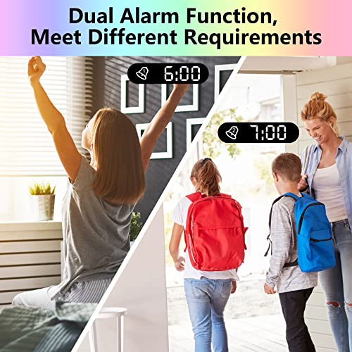 Warbler Projection Clocks for Bedroom, Large Display RGB Alarm Clock with Projector LED Projector Clock for Bedroom with Ceiling Projection, Dual Alarms with USB Charger Port, Snooze - Image 5