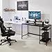 MINOSYS 47-inch Computer Desk with Storage Shelf - Your Ideal Black Gaming Desk for Bedrooms, Small Spaces, and Home Offices. This Modern Writing Desk is Perfectly Suited for PCs.