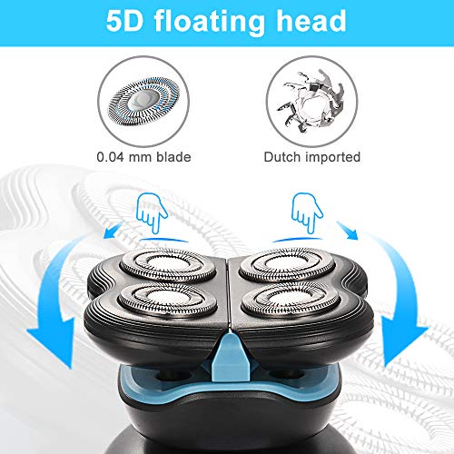 Head Shavers for Bald Men,ANSGEC Mens Electric Shaver 5D Floating Deep Clean Electric Razor with Hair Clipper,Nose Hair Trimmer & Facial Cleansing Brush,IPX7 Waterproof Cordless Mens Shaving Kit