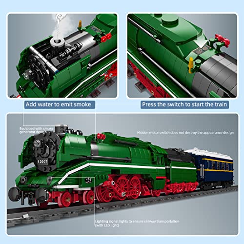 TopBau Technik BR18 201 Deutsch Schnellzug Modell mit Schienen und LED Licht, 2348+ Teilen RC+APP Dampflokomotiven… – Bild 4