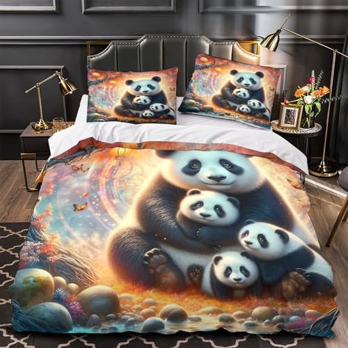 Parure de lit panda 200x200 cm en microfibre avec housse de couette imprimée 3D - 2