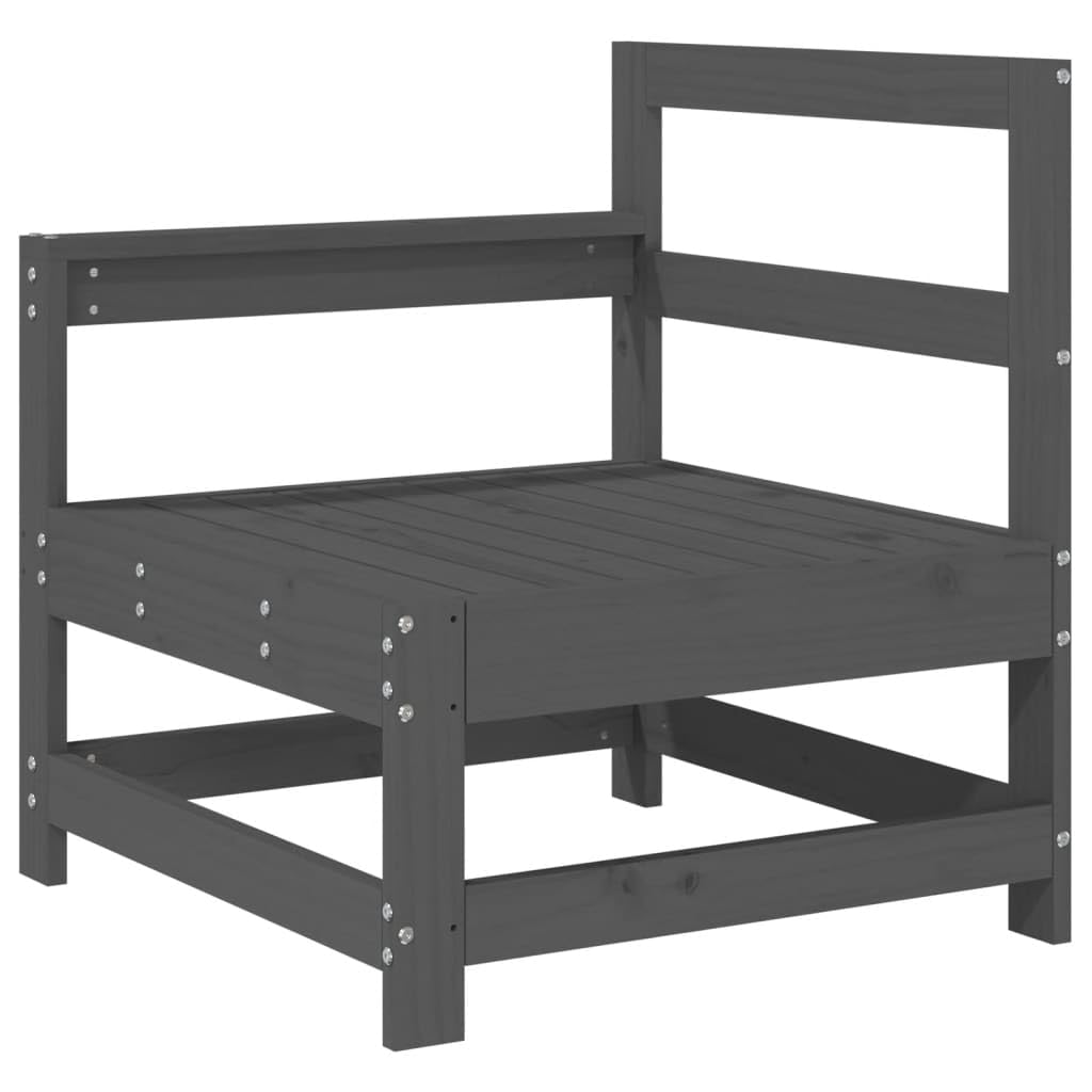 Salon de Jardin 4 pièces Bois Massif de pin Gris canapé Angle modulable avec Fauteuil Pouf accoudoir Dossier pour terrasse extérieur Balcon Jardin Patio détente