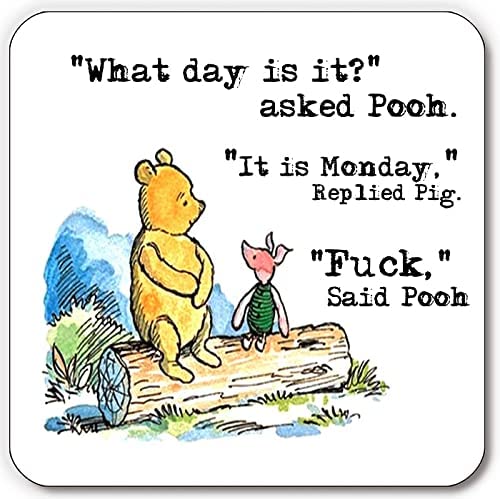 Sarcastic Funny Monday Back to work weekend enjoyment the pooh and pig Friend Gift Coaster