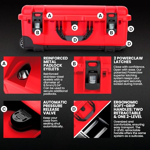 Maleta rígida NANUK 935 con ruedas y impermeable roja miniatura 4