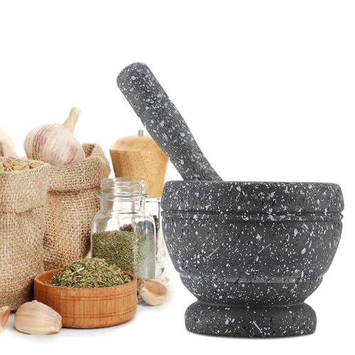 Mortaio con pestello in plastica, mortaio e pestello, set di ciotole di guacamole, t per tritare guacamole, erbe, spezie, utensili per macinare aglio ()