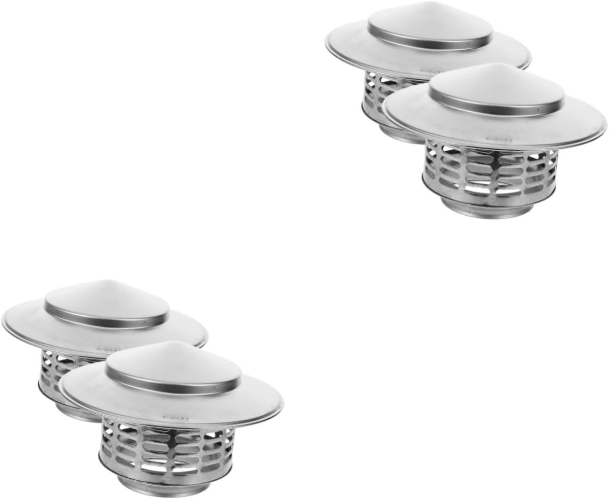 4pcs Stainless Steel Chimney Cap Top Rainproof Vent Cover for Home Chimney Rain Hat