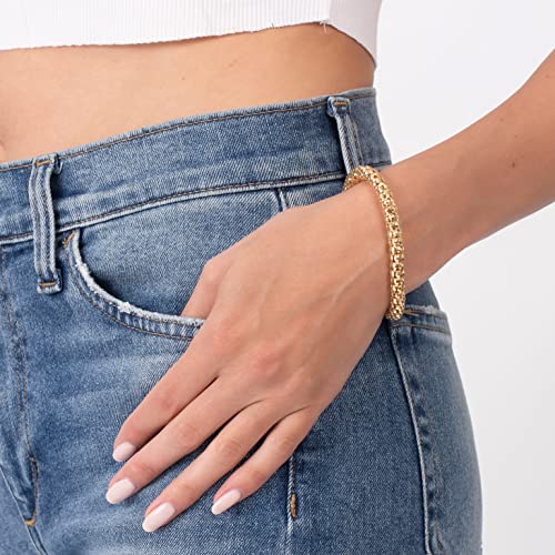 Barzel 18K Gold Plated Popcorn Mesh Bracelet for Women, 7.5 Inches - Made in Brazil2