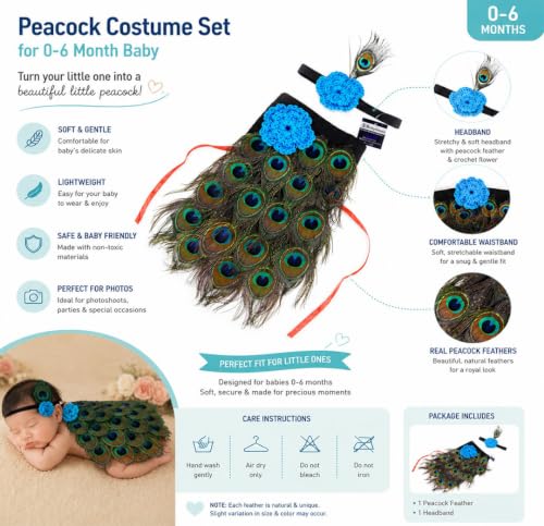 Image of BabyMoon | Set of 2 | Peacock Baby Photography Shoot Props | Janmashtmi | Krishna | Baby Gift Set