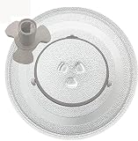 BREWIX Round Microwave Glass Tray Turntable Glass Plate with 3 Knobs Small Glass Dish for Microwave