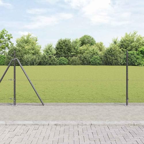 QJBSAVVA Gartenzaun Metall Grau 1000 x 3,2 x 100 cm UV-beständiger Drahtzaun Modernes Design für Garten Terrasse und Weide