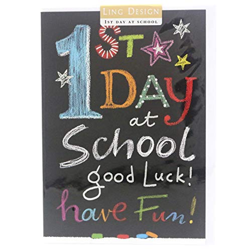 Tarjeta de felicitación con diseño de Ling Design  1er día en la escuela  Buena suerte