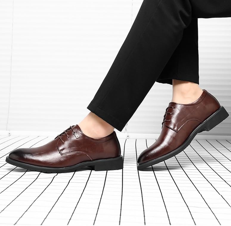 Men's Pointed Toe Dress Shoes Modern Wedding Office Classic Oxfords Shoes Breathable Comfort Business Lace Up Work Leisure Leather Dress Shoes3