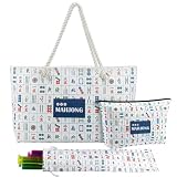 Picture of Sunnymove 3 Pcs Mahjong Bags for Tile and Rack, Modern, Canvas, Blue