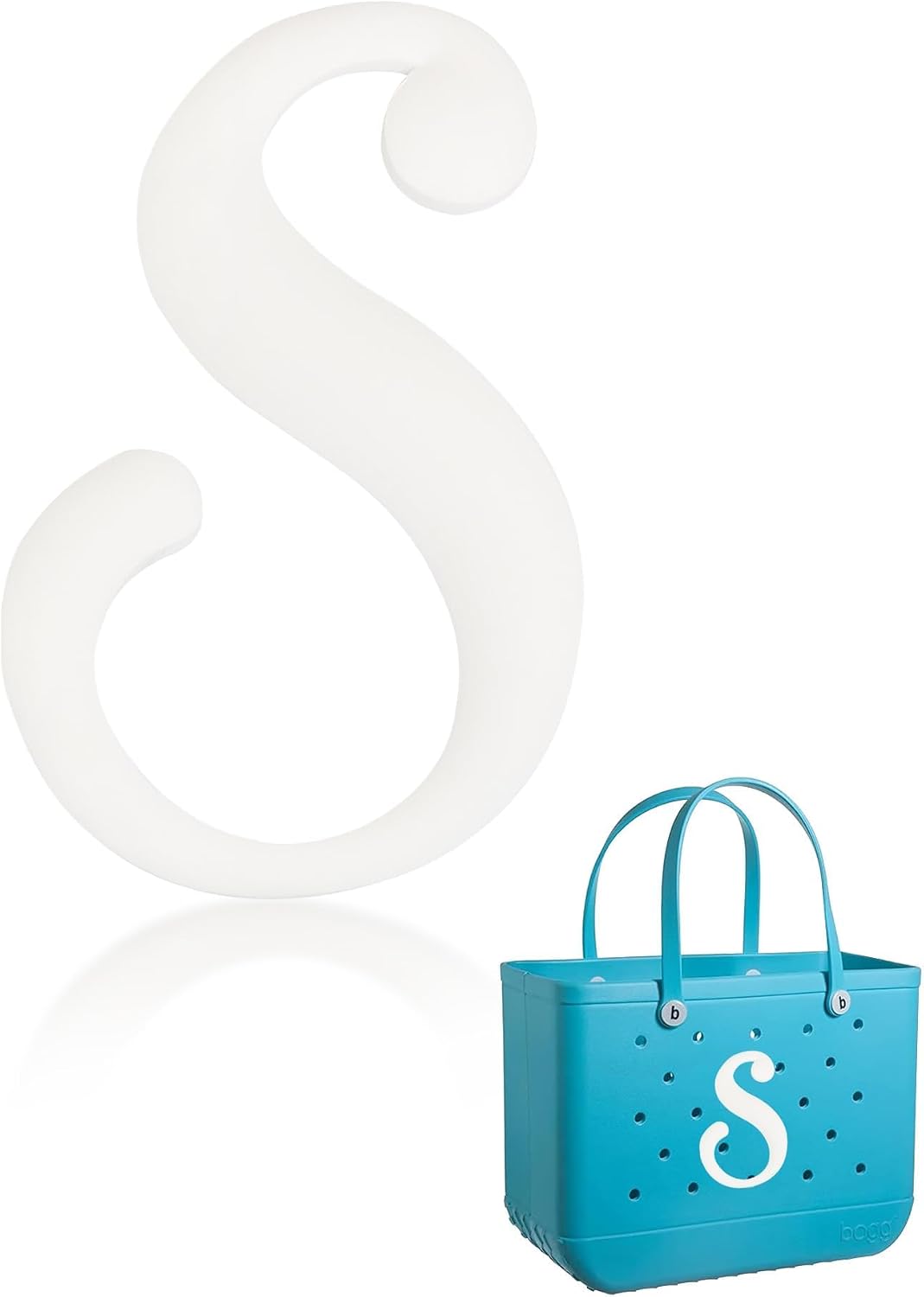 Charm for Bogg Bag, White Initial Rubber Beach Accessories Decor