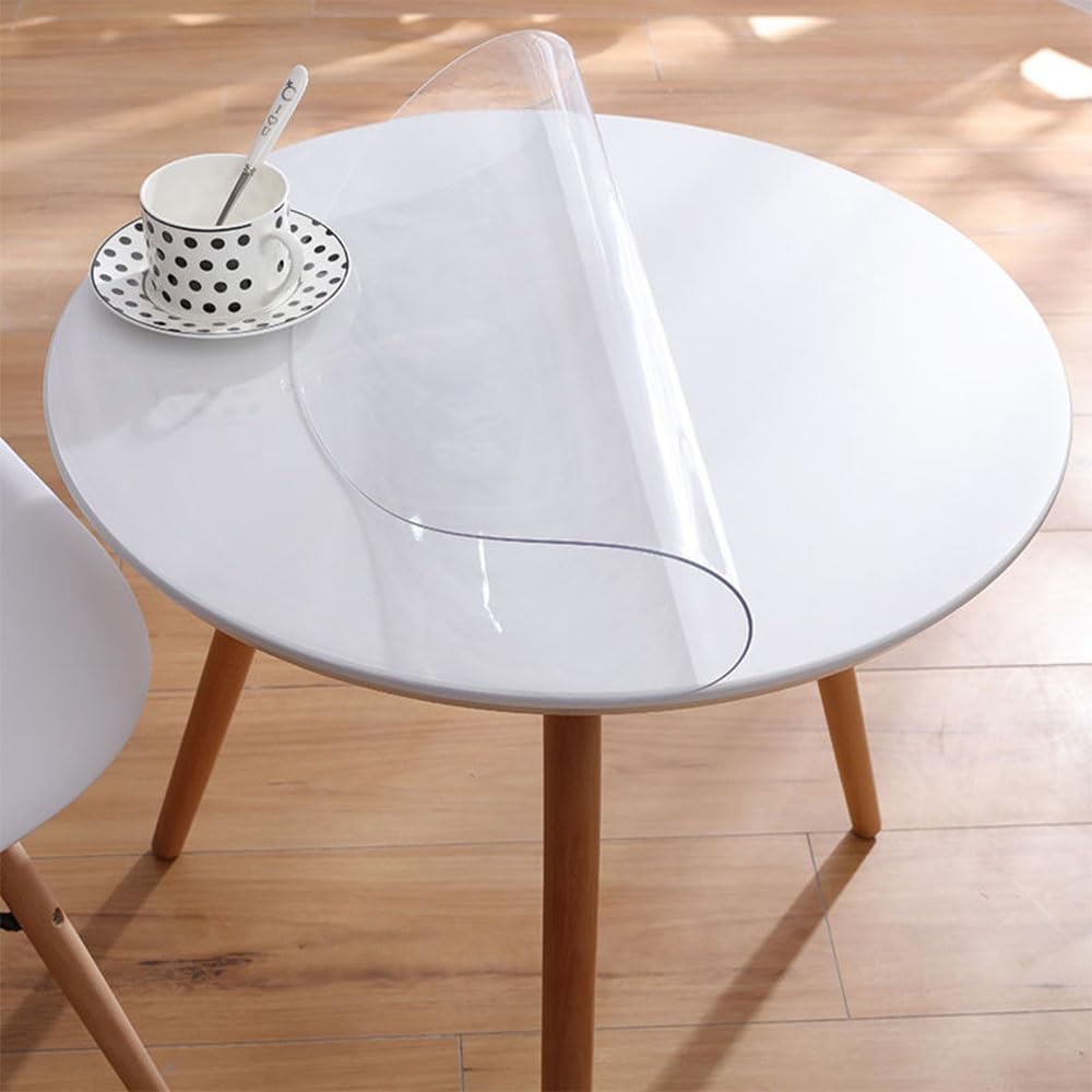 Protection Table Ronde Transparent Film de Protection pour Table Épaisseur : 1,5 mm Nappe de Table Ronde Transparente PVC Film(100 cm)
