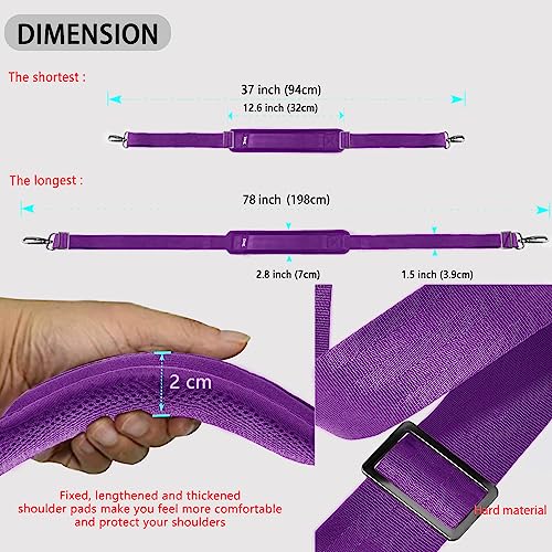 Image of ZINZ Shoulder Strap 78 inch Universal Handbag Strap with Ultra-thick Fixed Padded and Dual Balanced Adjustable Buckles Shoulder Crossbody Strap for Briefcase Messenger Bag Laptop bag Luggage，Purple