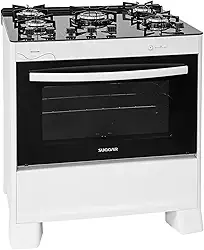 SUGGAR FOGÃO NEO GLASS BRANCO MESA DE VIDRO 5 BOCAS TREMPE 6 APOIOS ACENDIMENTO AUTOMÁTICO FGVNG510BR