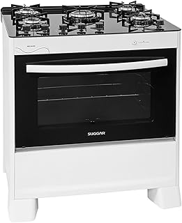 SUGGAR FOGÃO NEO GLASS BRANCO MESA DE VIDRO 5 BOCAS TREMPE 6 APOIOS ACENDIMENTO AUTOMÁTICO FGVNG510BR