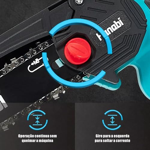Motosserra Elétrica Portátil Brushless de 20 cm 2 Baterias de 21V Maleta de Transporte Hanabi