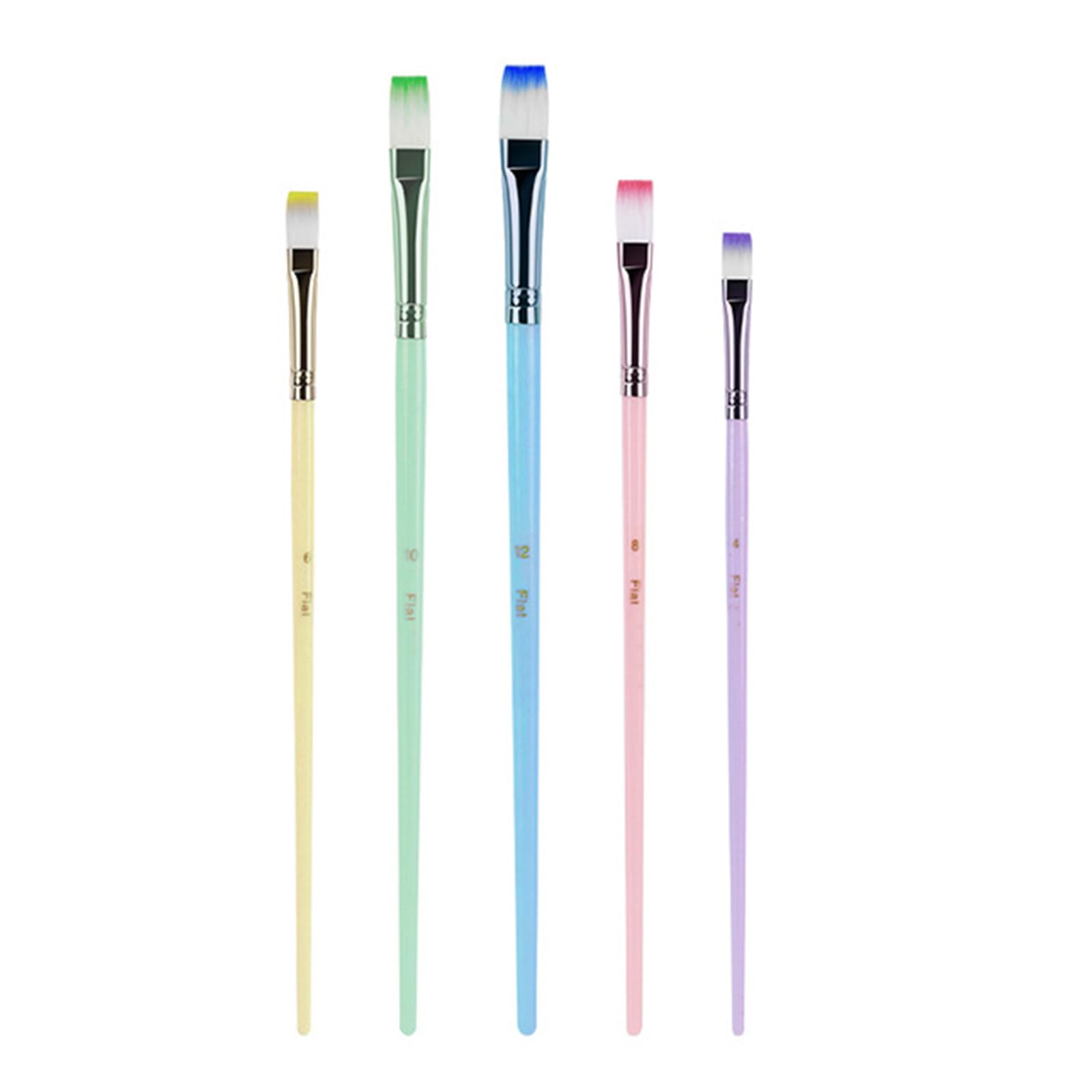 RBRMHM 6 Pcs Macaron Colored Paint Brushes Set Watercolor Acrylic Paint Brushes Drawing and Art Supplies for Artwork