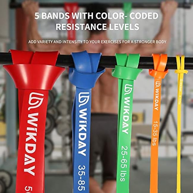 Resistance Bands, Pull Up Bands, Workout Bands for Exercise, Thick Heavy Resistance Band Set with Door Anchor, Elastic Bands for Body Stretching, Crossfit Training at Home/Gym Men & Women Women