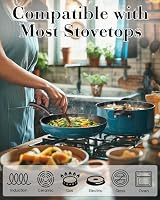 Cook N Home Professional Pots and Pans Nonstick Cookware Set, Kitchen Cooking Set with Frying Pans and Saucepans, Induction Compatible, 12-Piece, Turquoise — image 3
