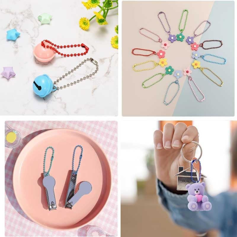 100 Pcs Ball Bead Chain Keychain Dog Tag Necklace Chains 4.7 inch 2.4mm for Jewelry Making Steel Ball Bead Chain with Connector for Key Craft DIY Jewelry Making (Mixed Color 100pcs) - Image 5
