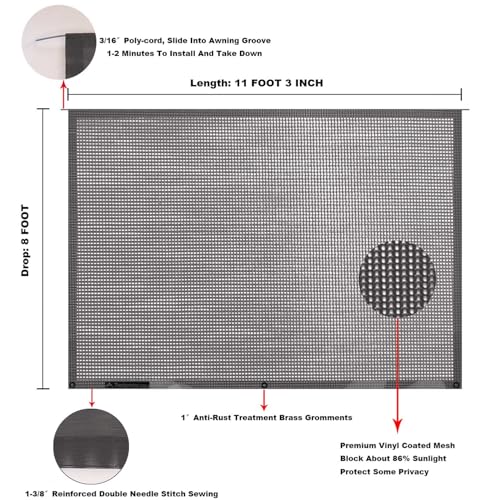 Image of RV Awning Mesh Sun Shade Screen for Motorhome Camper Trailer Sunshade