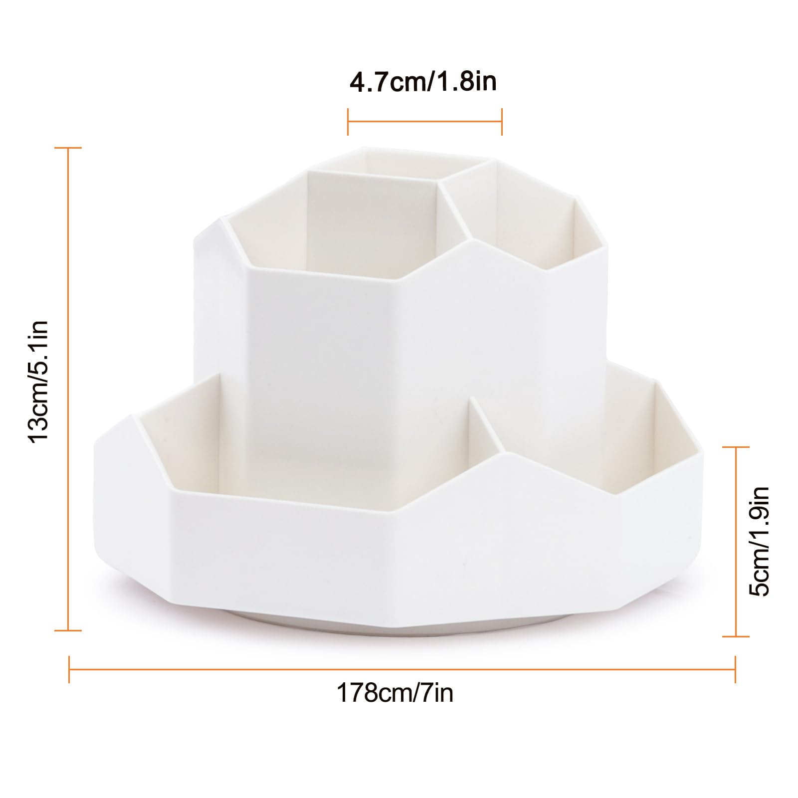 FRETONBA Rotatif Pot a Crayon, Organiseur Bureau Rotatif, Rotation à 360 DegréS Organisateur De Rangement Stylo, Porte-stylos de Bureau avec 9 Compartiments - Blanc