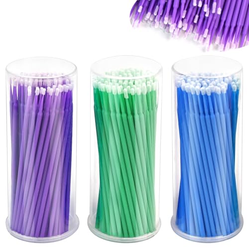 300 PCS Small Paint Brushes for Touch Up Fine Tip Paint Brush Set for Automotive Paint Chip Repair Disposable Paint Brushes Bulk with 2.5mm 2.0mm & 1.5mm Sizes (Blue Green Purple)