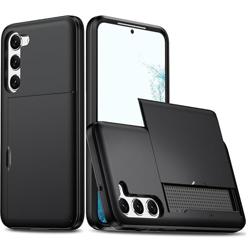 Compatible avec Coque Samsung A55 5G avec Porte-Cartes Portefeuille, Coqu Samsung Galaxy A55 5G Protection Coulissant Cache Étui Silicone Antichoc Housse Cover (Noir)