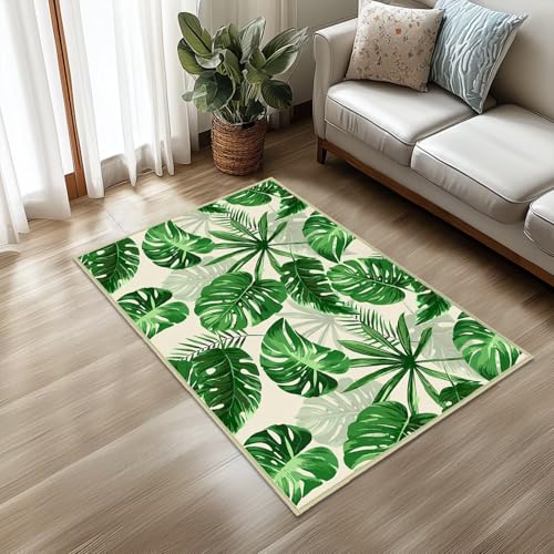 Tapete decorativo de hoja verde 60x90 cm lavable miniatura 4