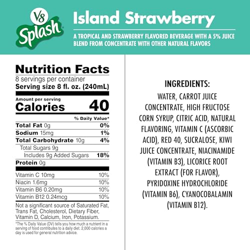 Image of V8 Splash Island Strawberry Flavored Beverage, 64 fl oz Bottle