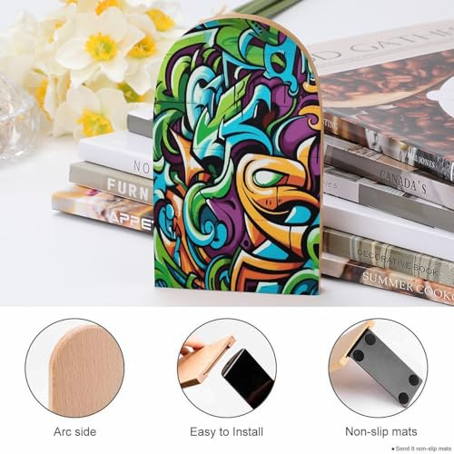 Sujetalibros de madera estilo graffiti para regalar a entusiastas del dibujo 5
